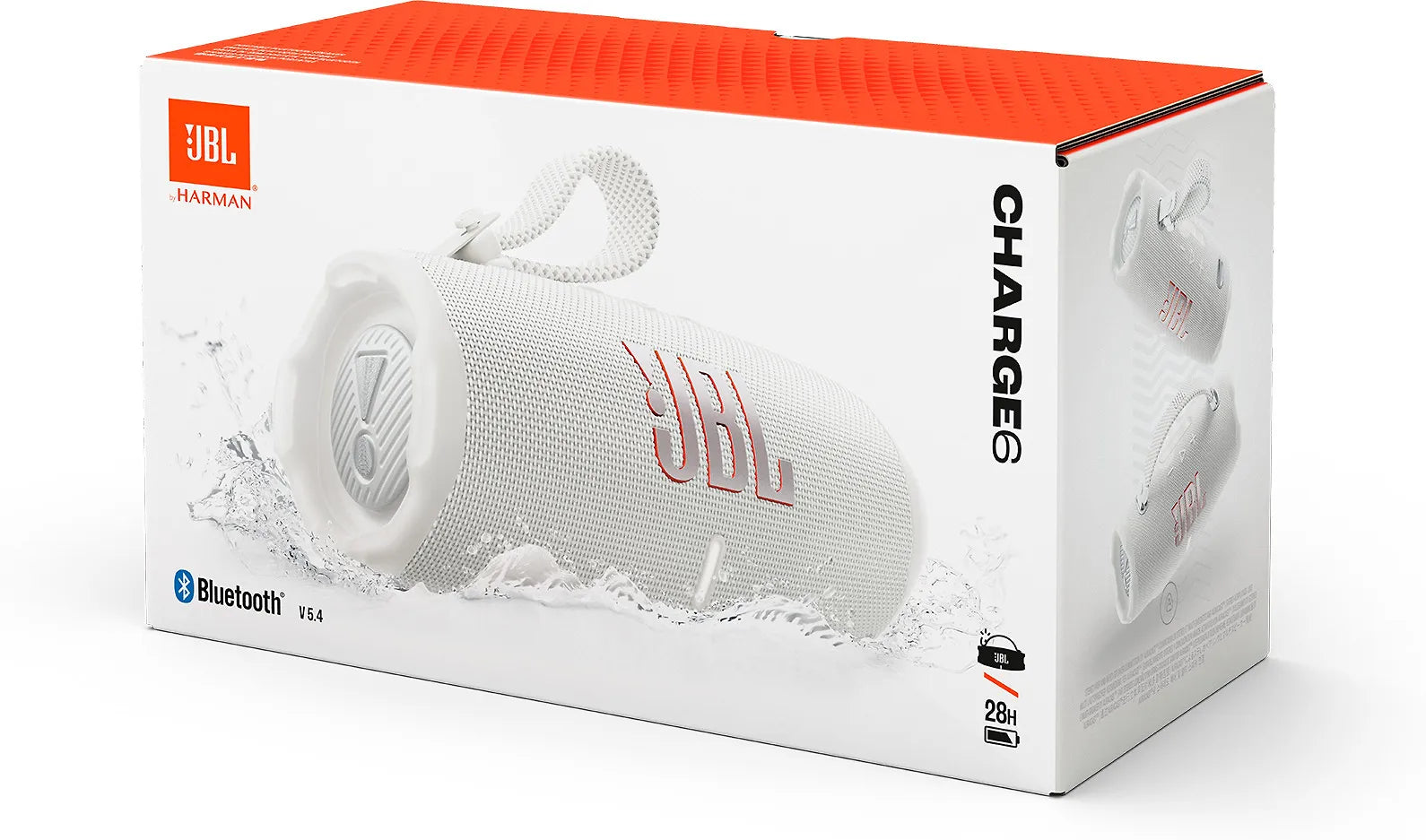 JBL Charge 6 Bluetooth-kaiutin, valkoinen