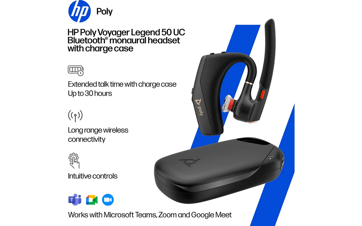 Poly Voyager Legend 50-M Headset UC Bluetooth-kuuloke + latauskotelo (AJ8V4AA)