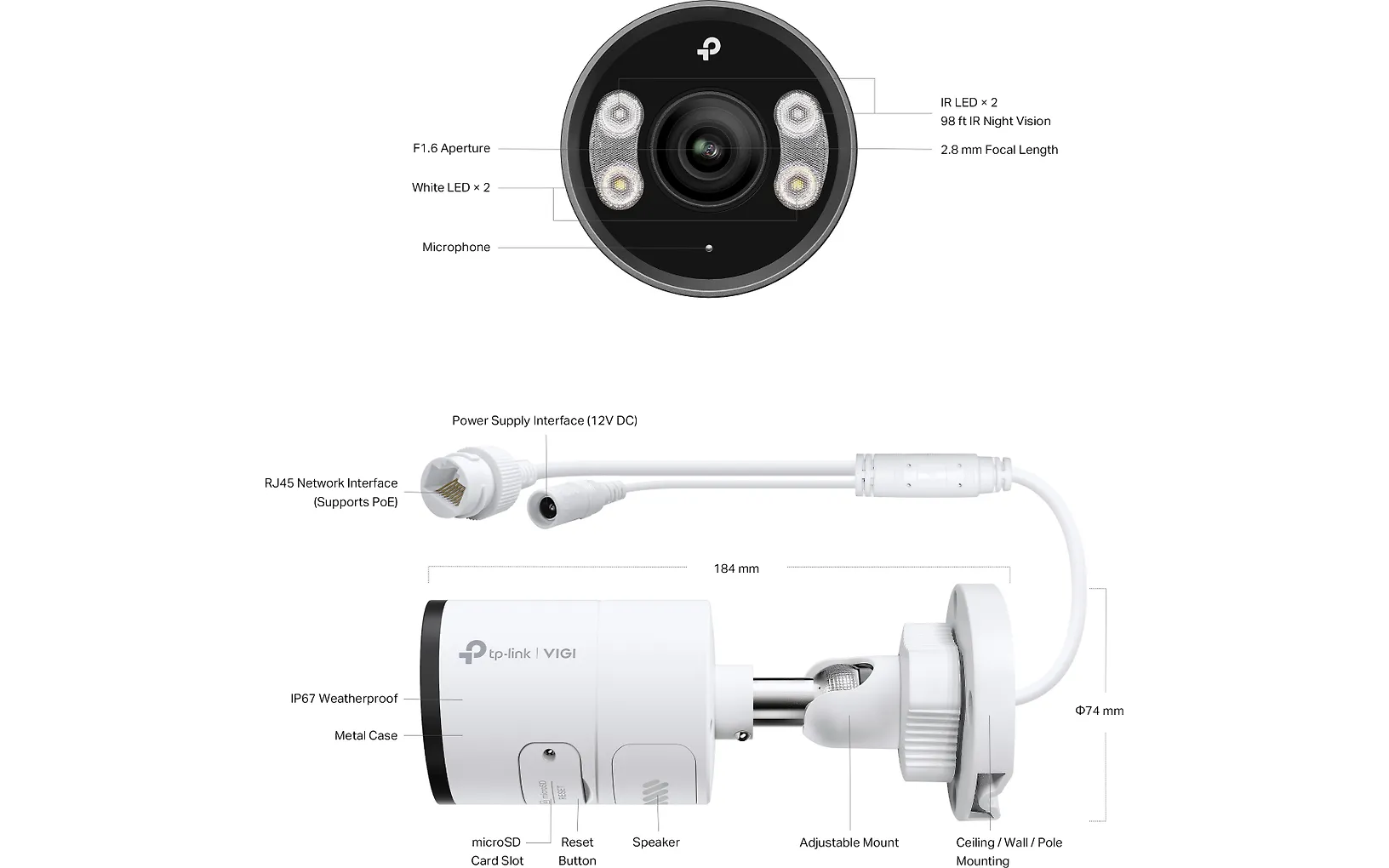 TP-Link VIGI InSight S385 4K-valvontakamera ulkokäyttöön, 2,8 mm