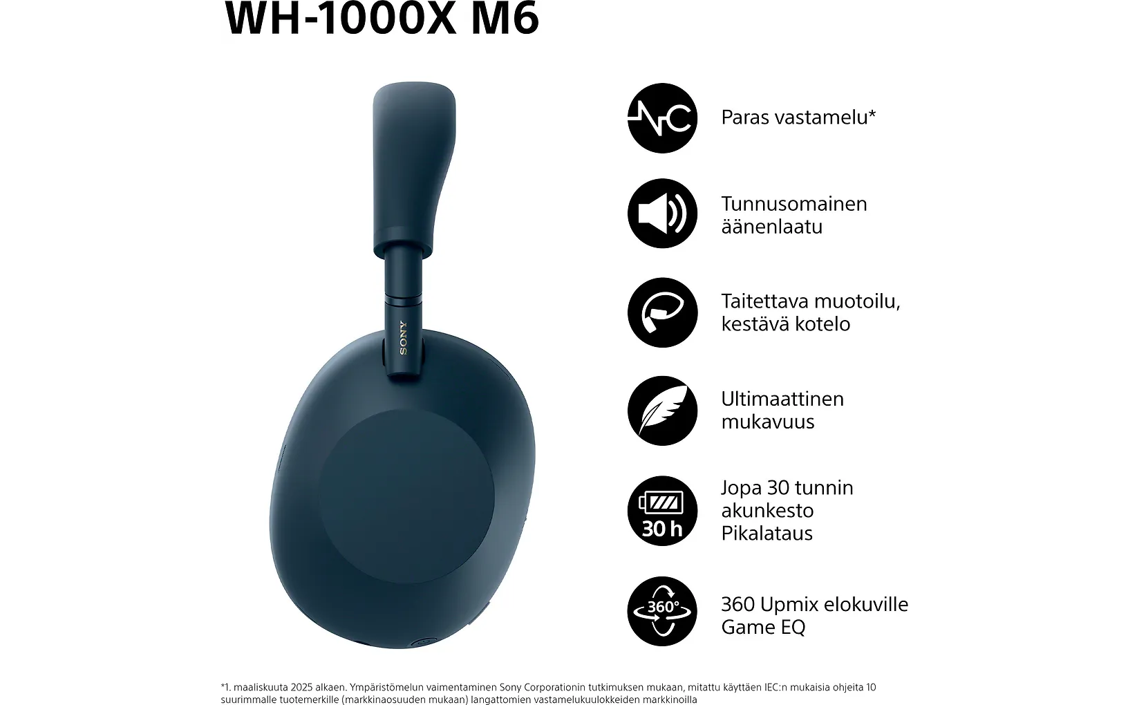 Sony WH-1000XM6 vastamelukuulokkeet, sininen
