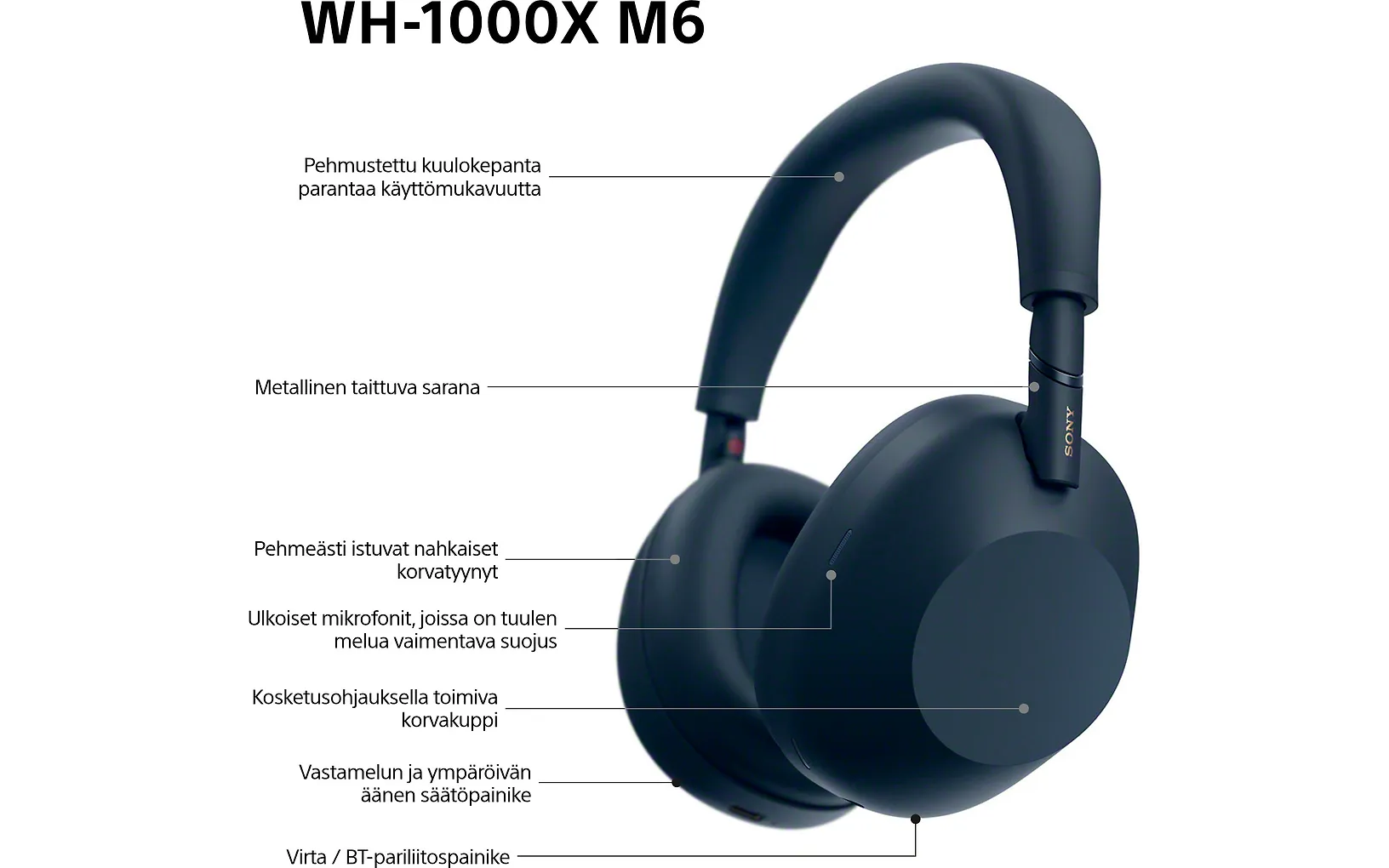 Sony WH-1000XM6 vastamelukuulokkeet, sininen