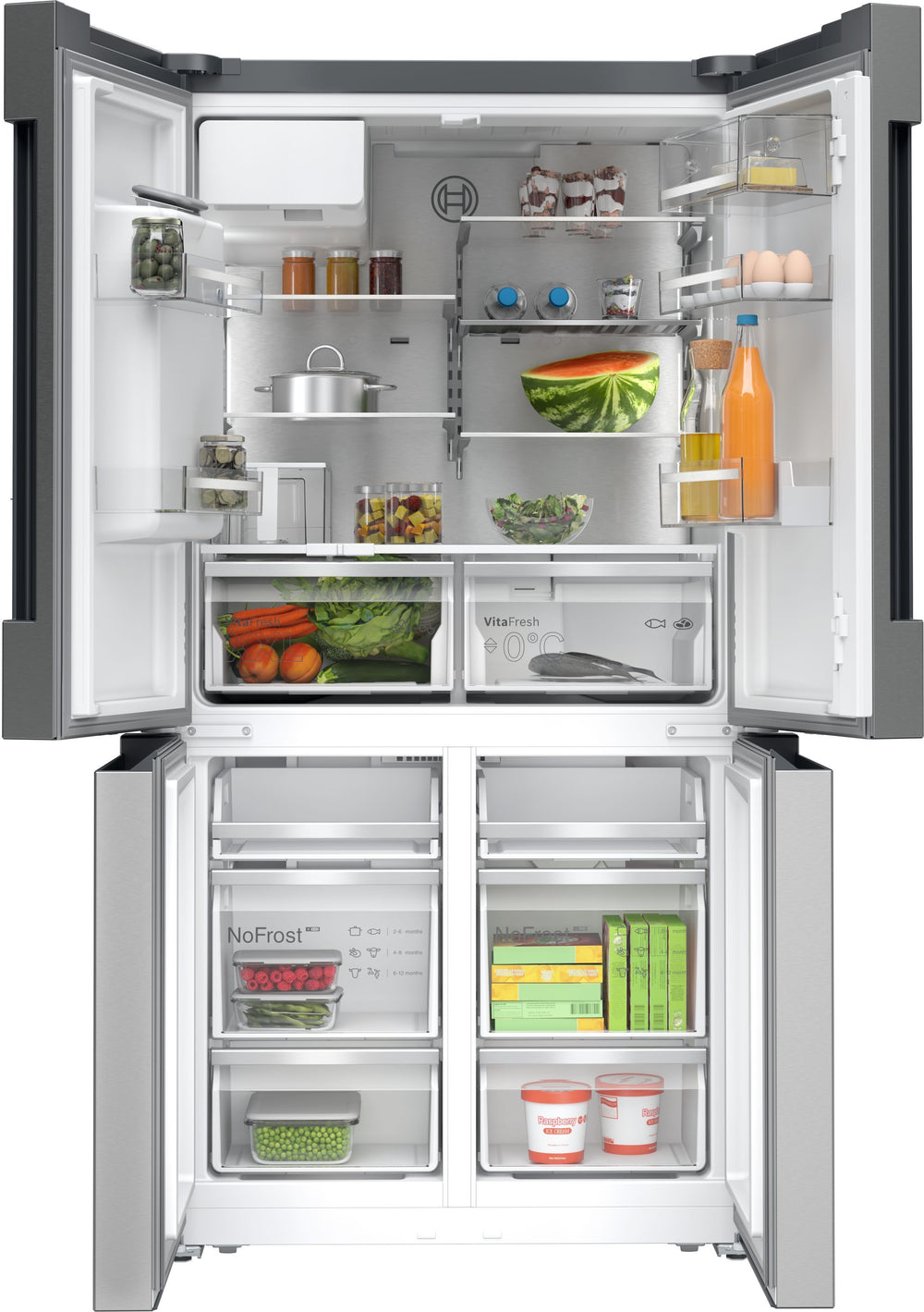 Bosch KFI96APEA Serie 6, French door -jääkaappipakastin, 4 ovea, teräs – kuva 2