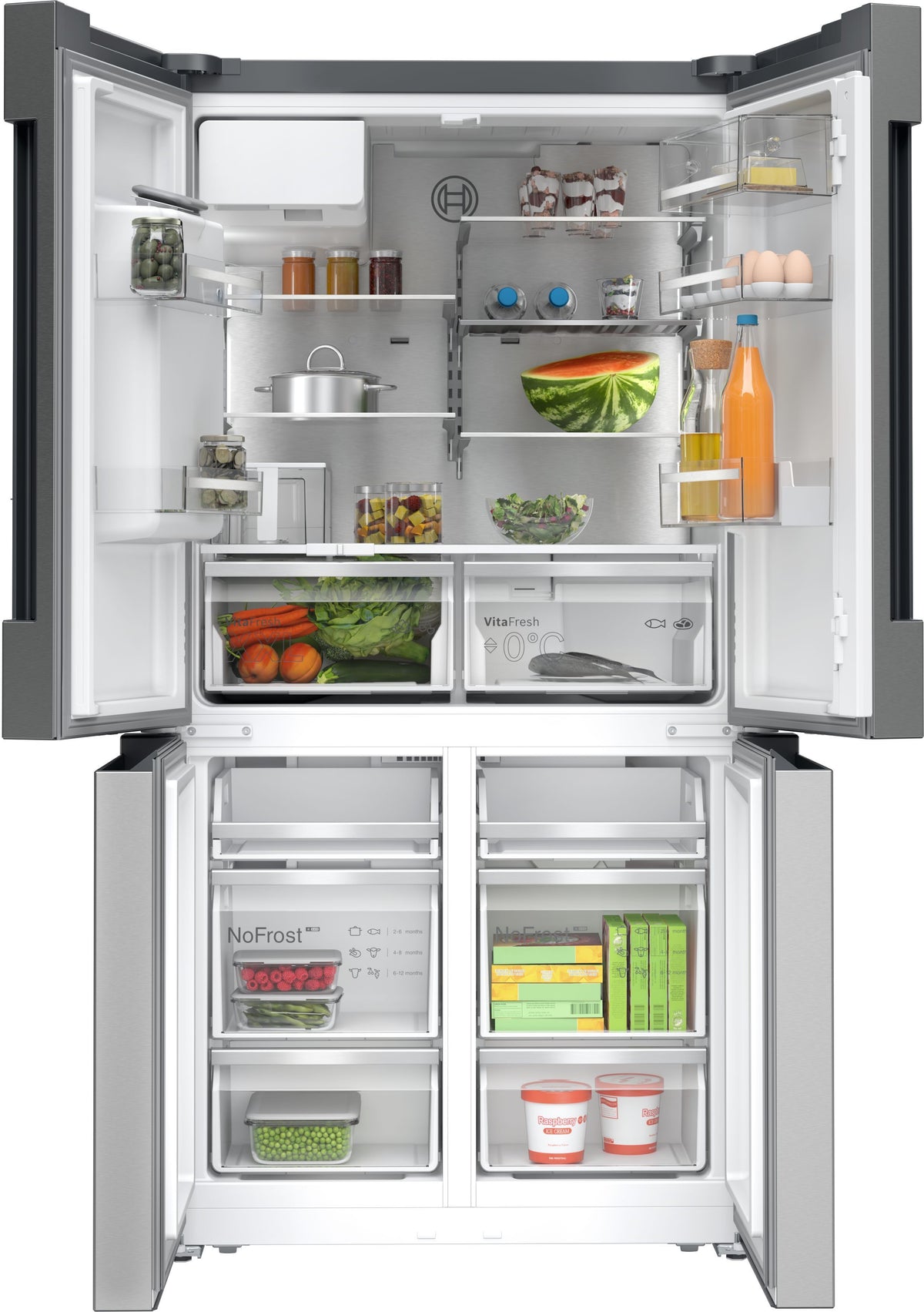 Bosch KFI96APEA Serie 6, French door -jääkaappipakastin, 4 ovea, teräs – kuva 2