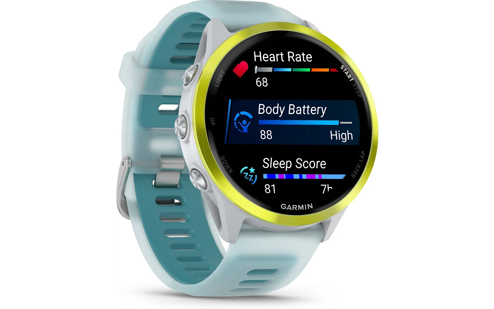 Garmin Forerunner 570 GPS juoksuälykello, 47 mm, Whitestone / Amp Yellow