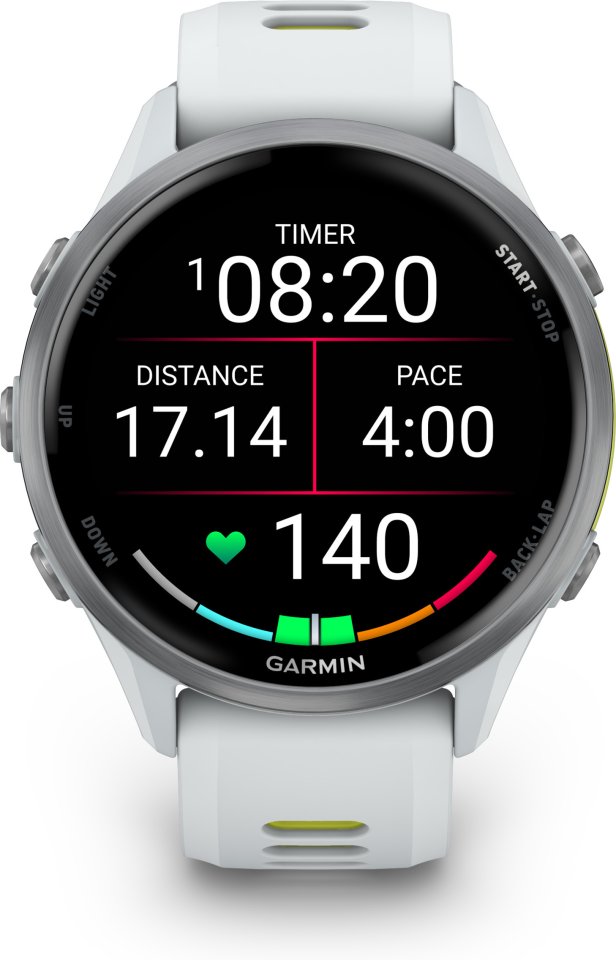Garmin Forerunner 970 GPS juoksuälykello, Whitestone / Amp Yellow