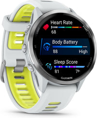 Garmin Forerunner 970 GPS juoksuälykello, Whitestone / Amp Yellow
