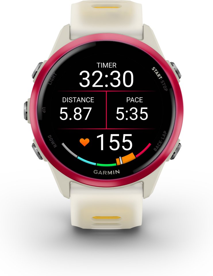 Garmin Forerunner 570 GPS juoksuälykello, 42 mm, Bone/Raspberry/Mango