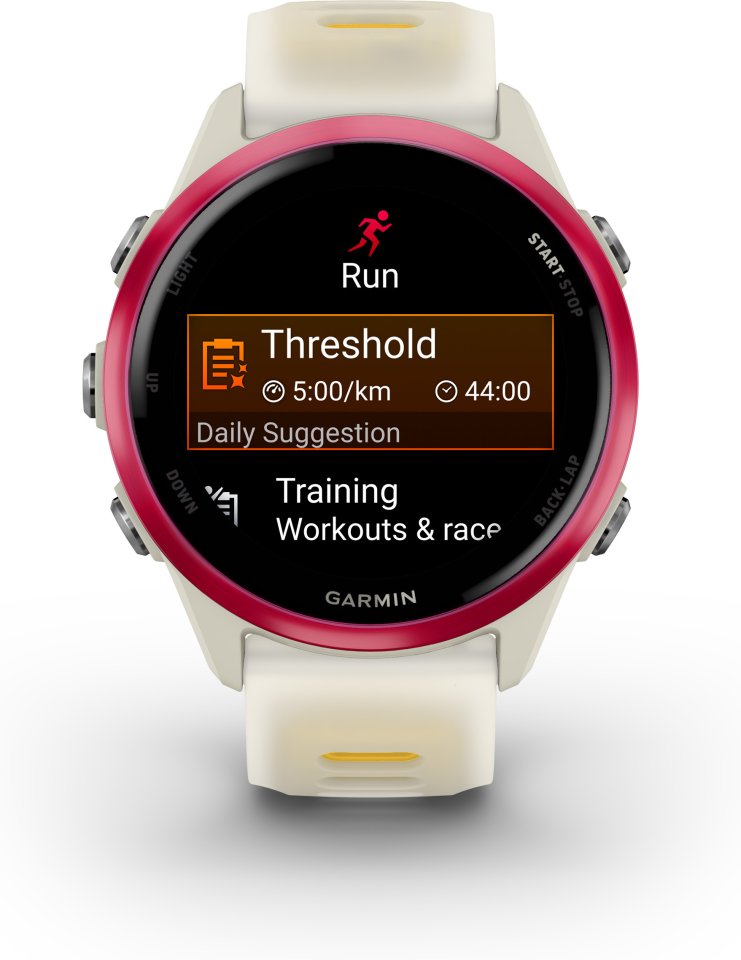 Garmin Forerunner 570 GPS juoksuälykello, 42 mm, Bone/Raspberry/Mango