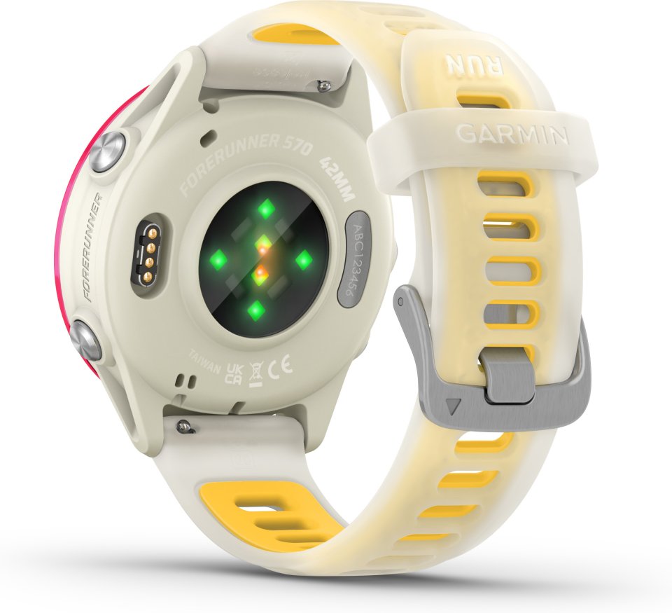 Garmin Forerunner 570 GPS juoksuälykello, 42 mm, Bone/Raspberry/Mango