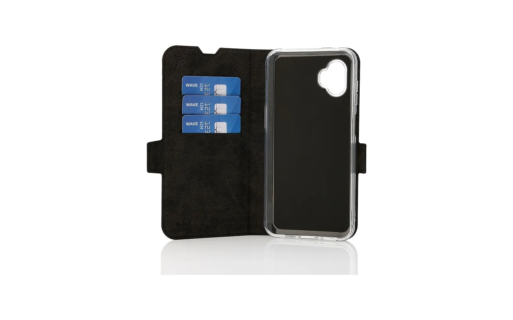 Wave Book Case, Samsung Galaxy Xcover7 Pro, musta