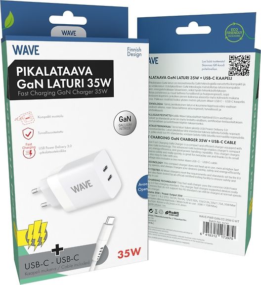 Wave 35 W pikalataava GaN USB-laturi