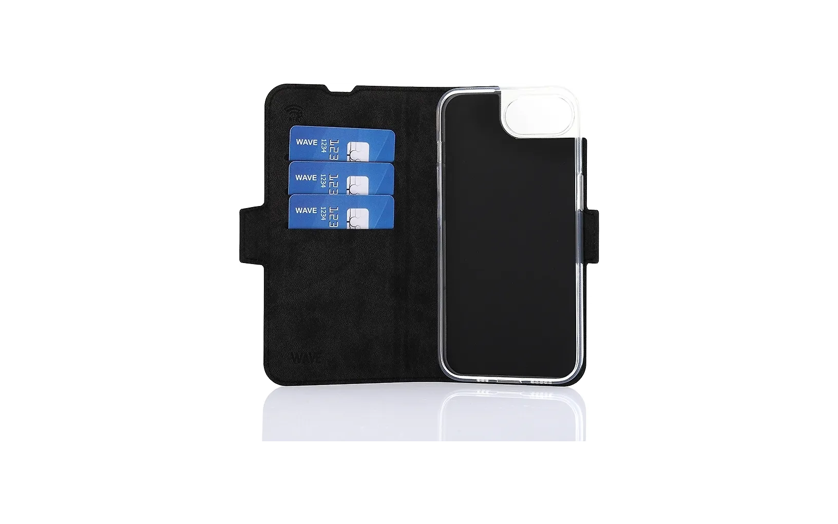 Wave MagSafe -yhteensopiva Book Case, Apple iPhone 16e, musta - E-store.fi