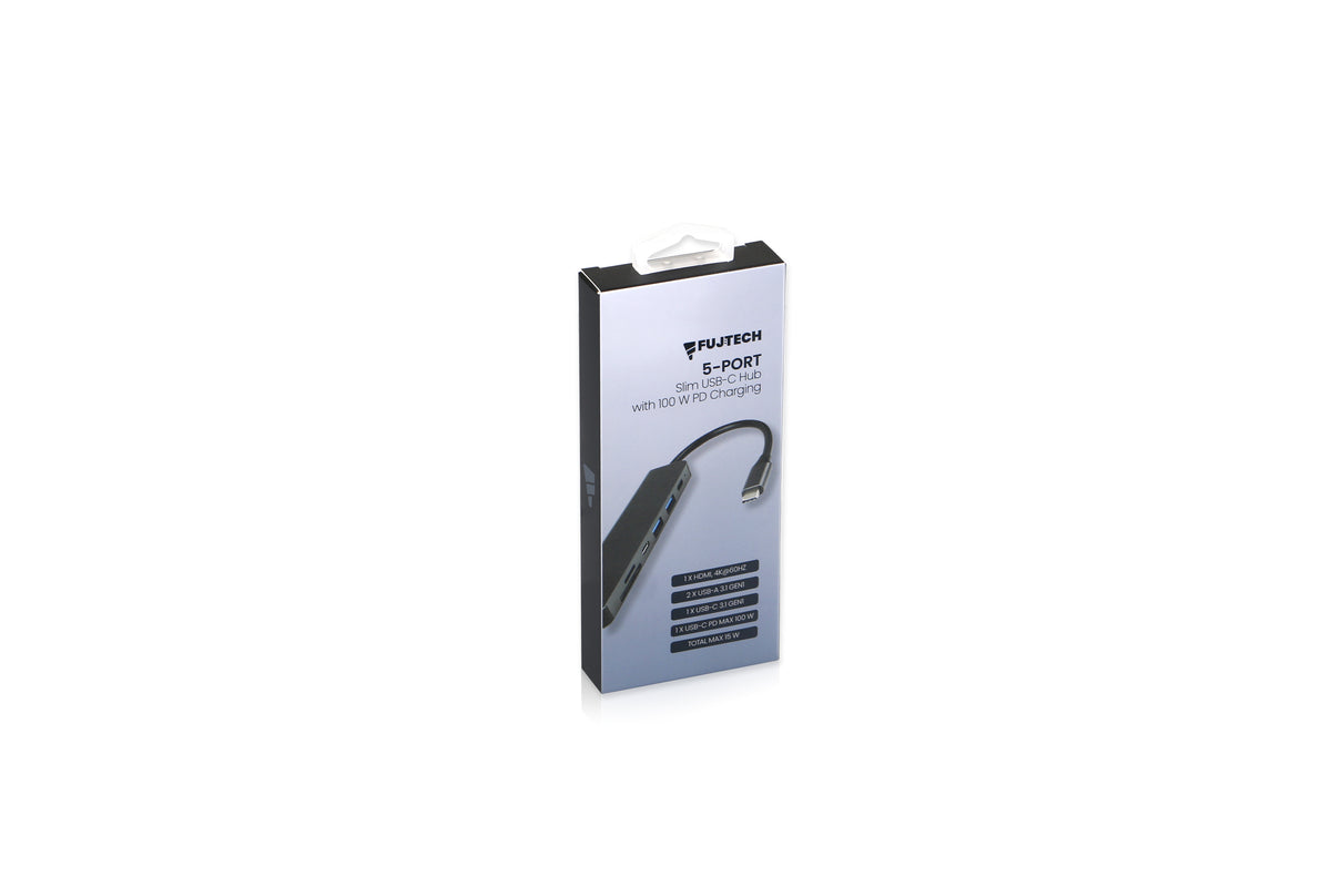 Fuj:tech Slim USB-C Hubi 100 W PD-latauksella, 5 porttia – kuva 14