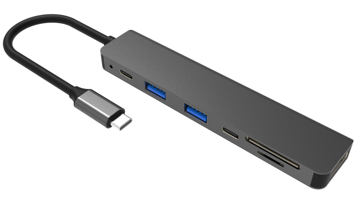 Fuj:tech Slim USB-C Hubi 100 W PD-latauksella, 5 porttia