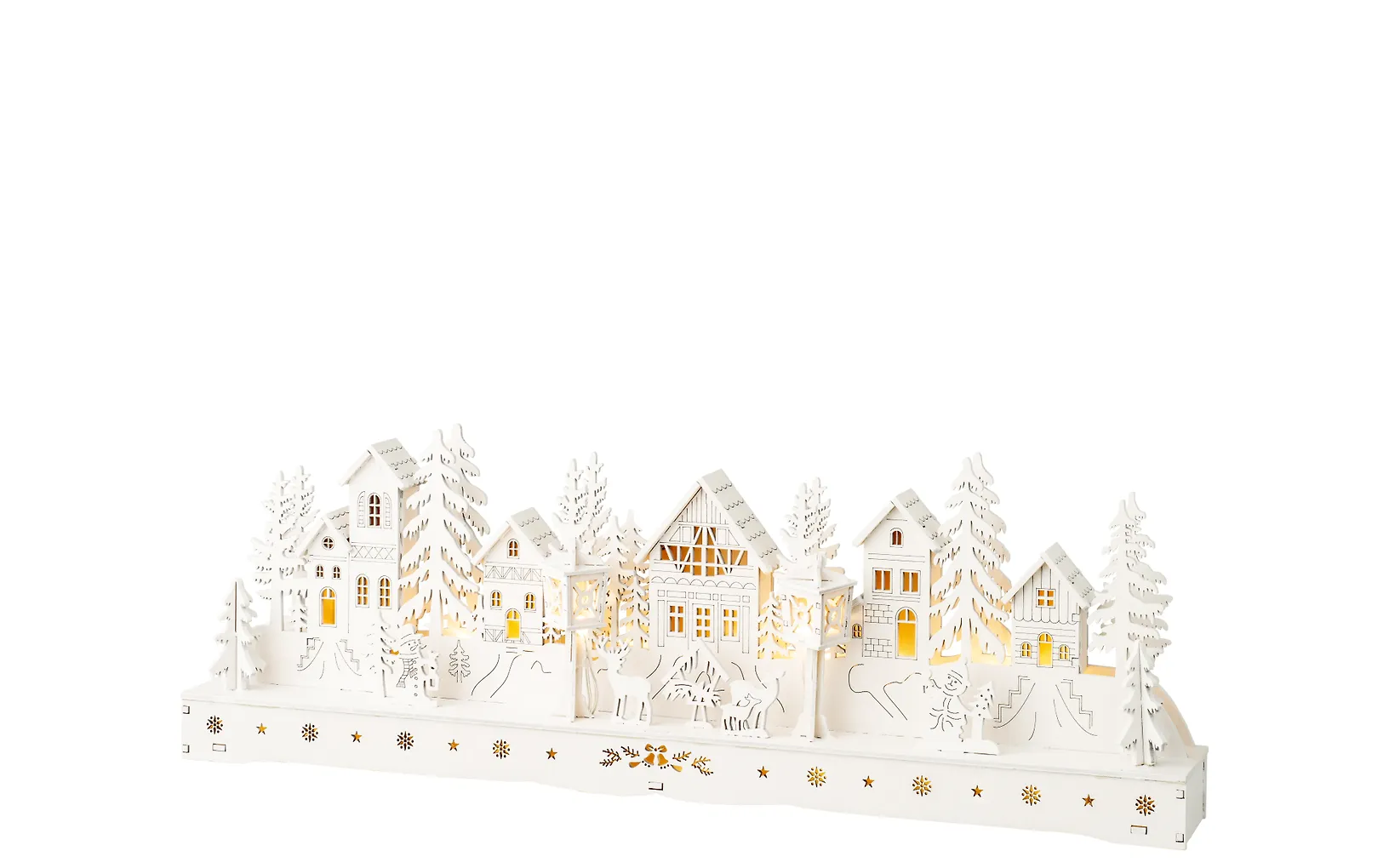 Lumineo talvinen pöytäkoriste valoilla, valkoinen, paristokäyttöinen