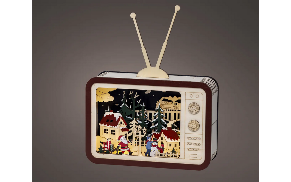 Lumineo Retrotelevisio pöytäkoriste valoilla, lämmin valkoinen