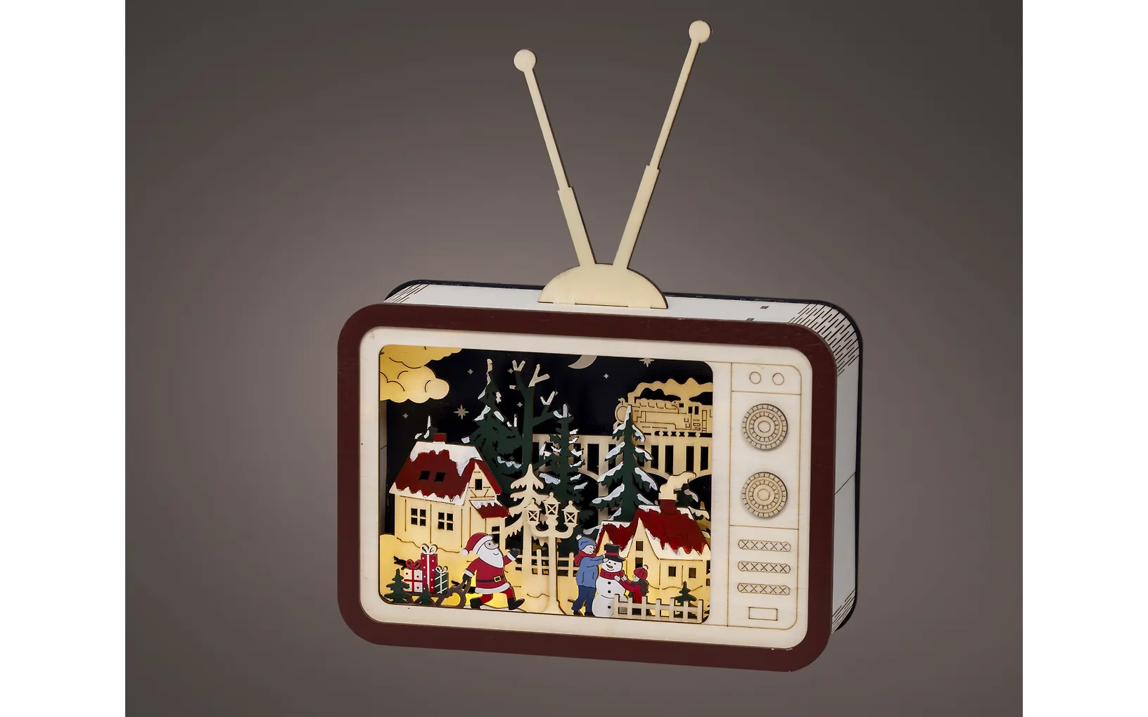 Lumineo Retrotelevisio pöytäkoriste valoilla, lämmin valkoinen