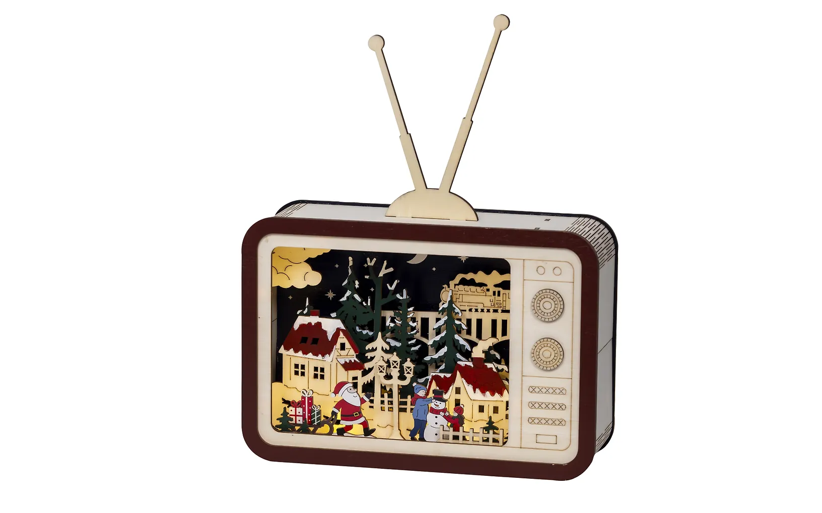 Lumineo Retrotelevisio pöytäkoriste valoilla, lämmin valkoinen