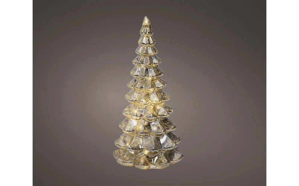 Lumineo lasikuusi, pöytäkoriste, 21cm, hope