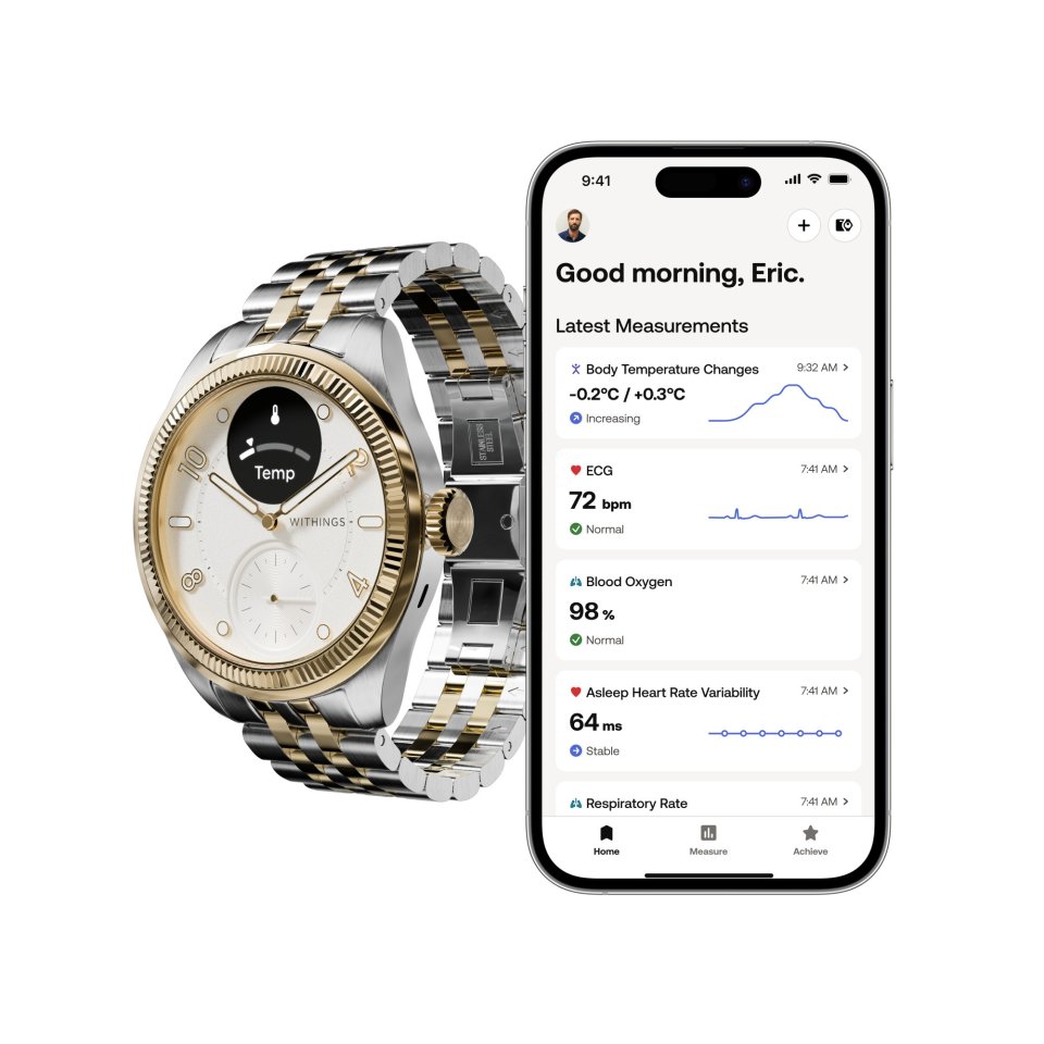 Withings Scanwatch Nova Brilliant älykello, 39 mm, kulta