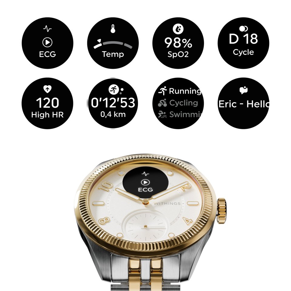 Withings Scanwatch Nova Brilliant älykello, 39 mm, kulta