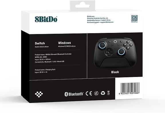 8BitDo Ultimate 2 Wireless BT peliohjain, PC/Switch, musta – kuva 11