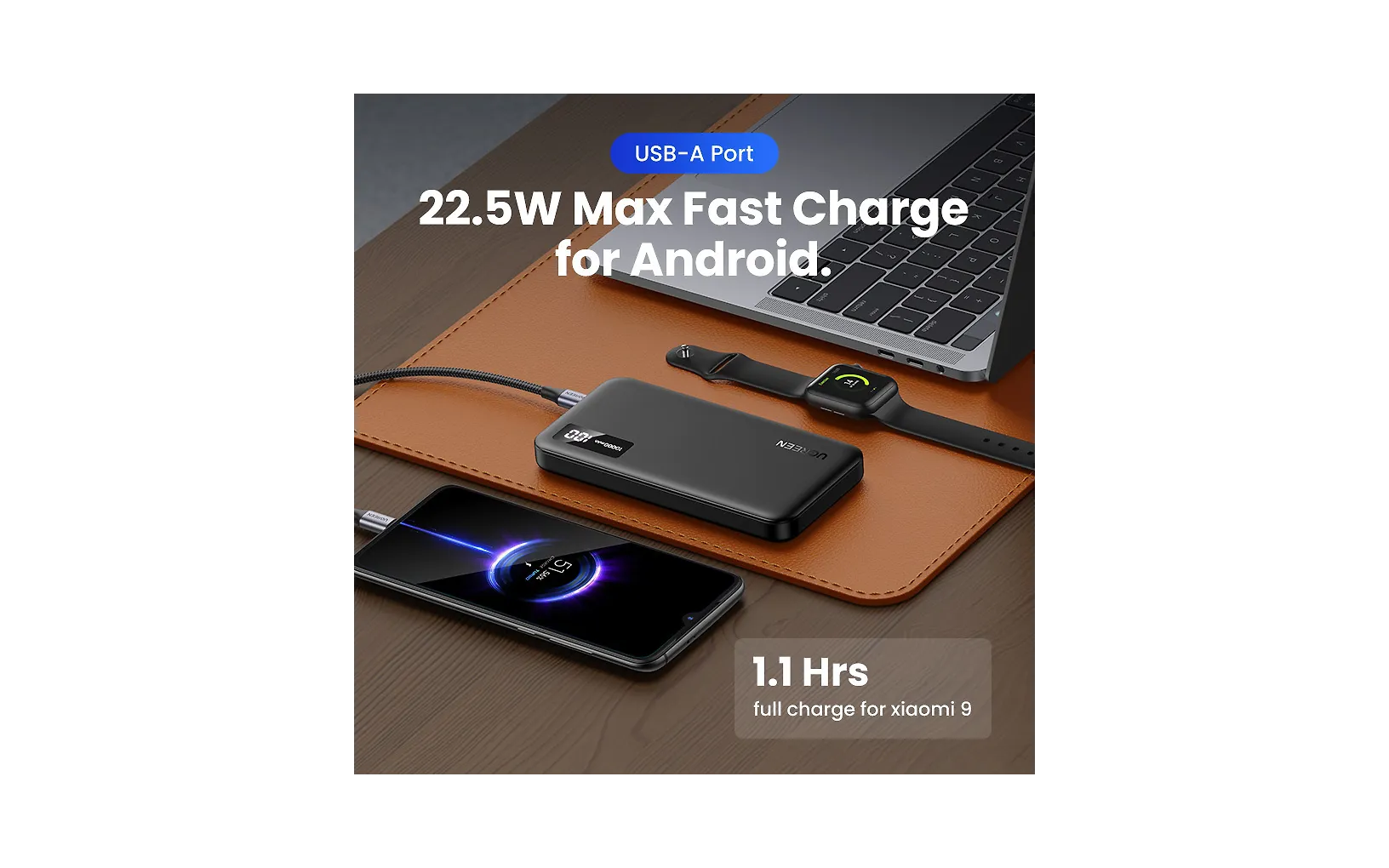 Ugreen 10 000 mAh powerbank med snabbladdning