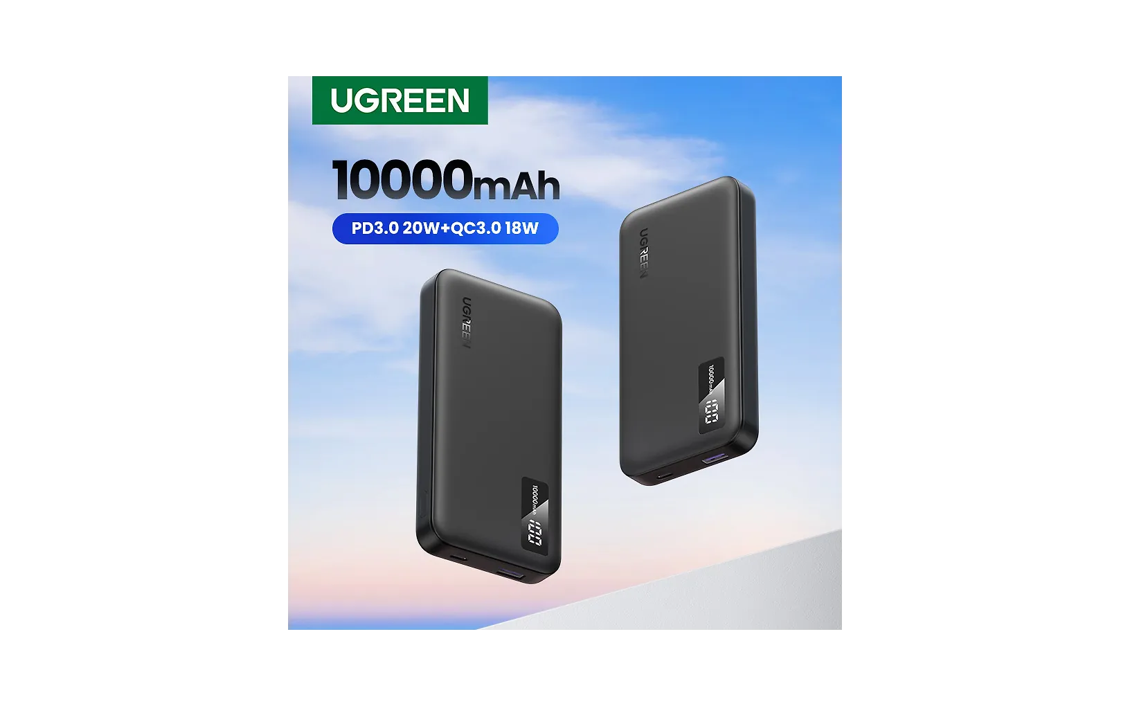 Ugreen 10 000 mAh powerbank med snabbladdning