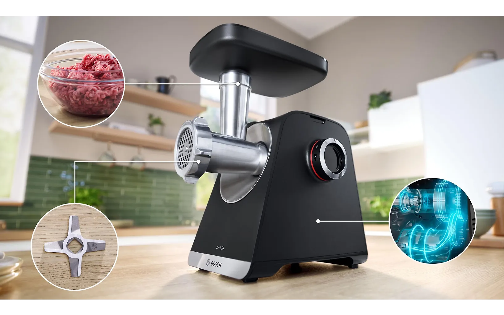 Bosch Serie 6 MultiPower MFWS682B lihamylly, 2100 W, musta