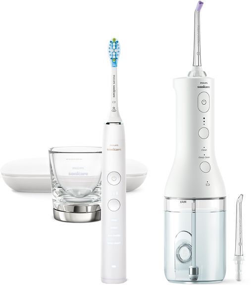 Philips Sonicare 9000 Diamond Clean sähköhammasharja + 3000 Power flosser hammasvälisuihku, valkoinen HX3886/41 – kuva 3
