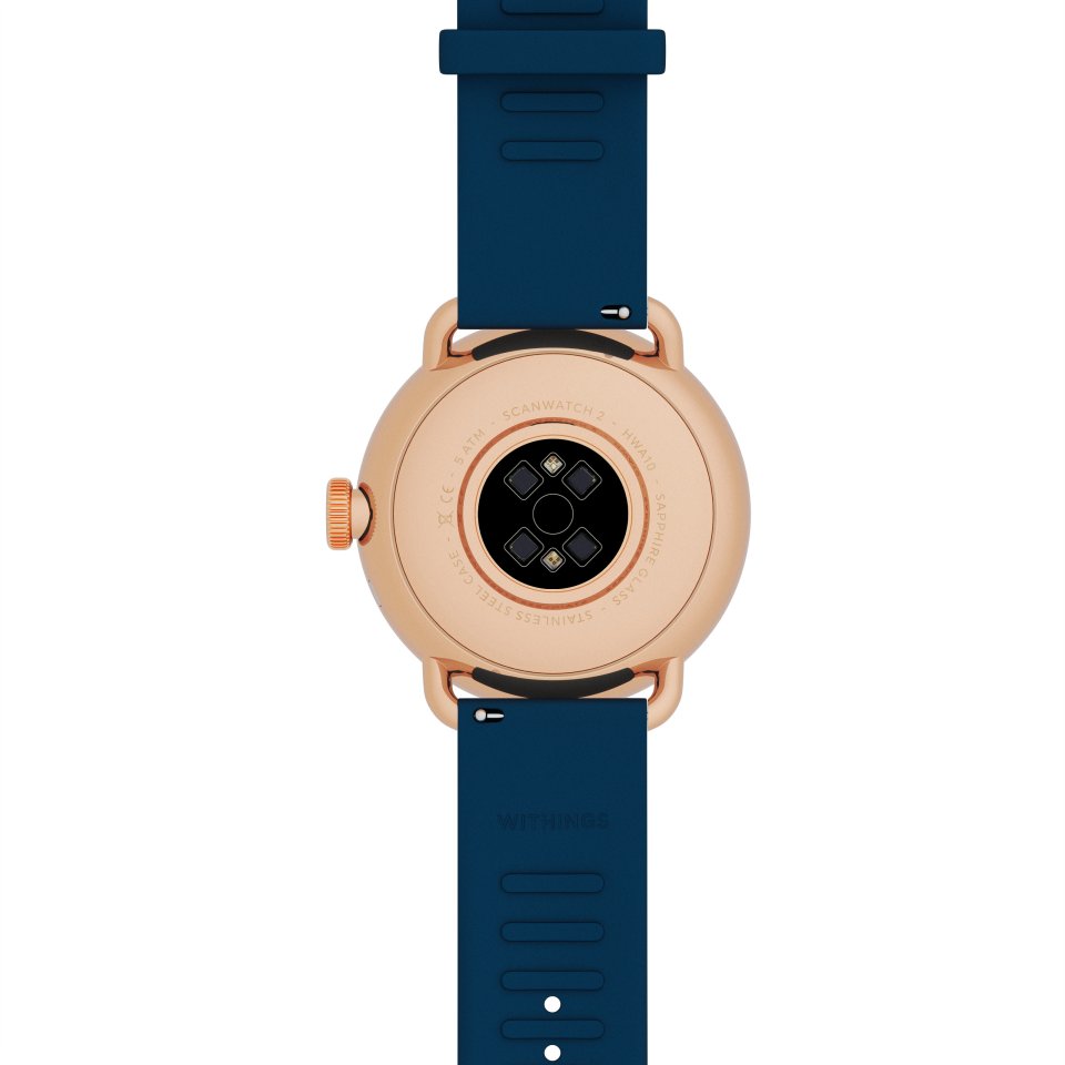 Withings Scanwatch 2 älykello, 38 mm, sininen/ruusukulta