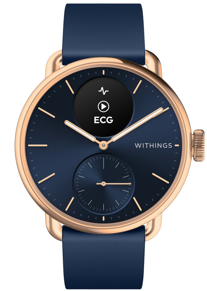 Withings Scanwatch 2 älykello, 38 mm, sininen/ruusukulta