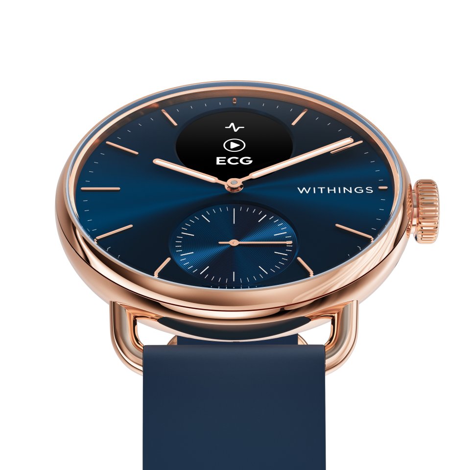 Withings Scanwatch 2 älykello, 38 mm, sininen/ruusukulta