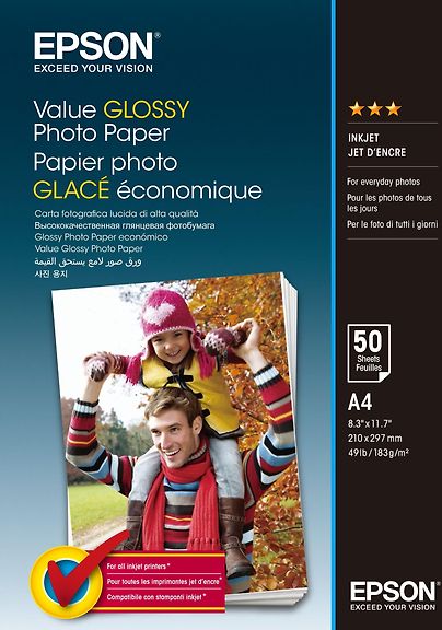 Epson Value Glossy Photo Paper A4 -valokuvapaperi, 50 arkkia