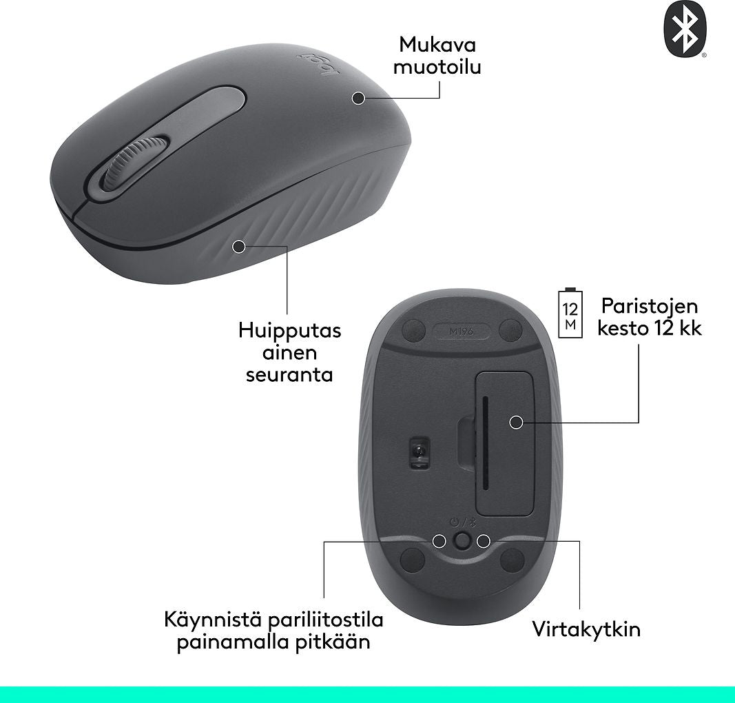 Logitech M196 Bluetooth-hiiri, grafiitti