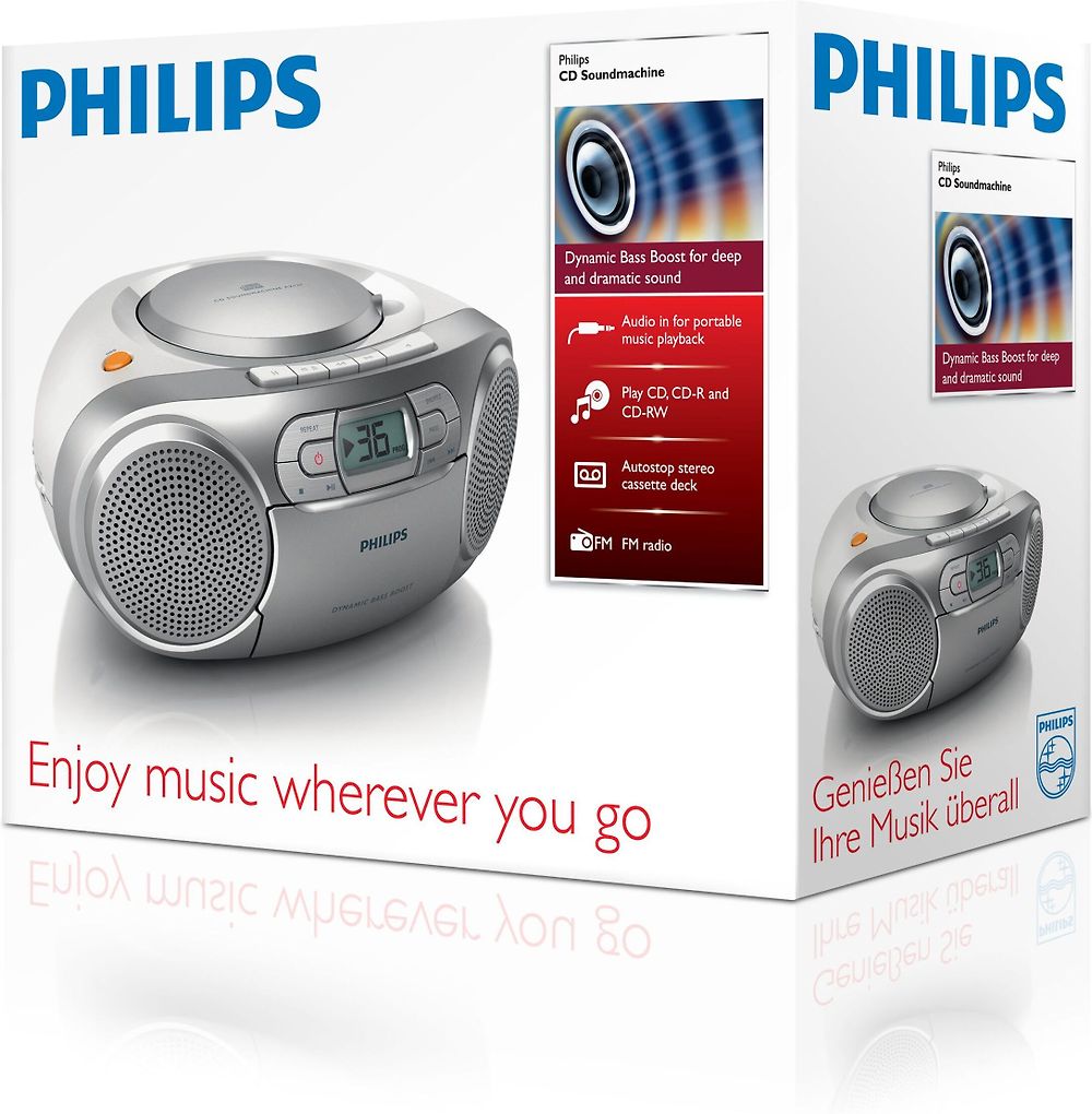 Philips AZ127 Bärbar CD-spelare, Silver