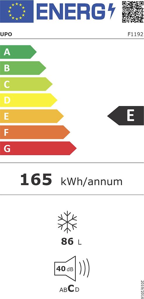 Upo F1192 frysskåp vit