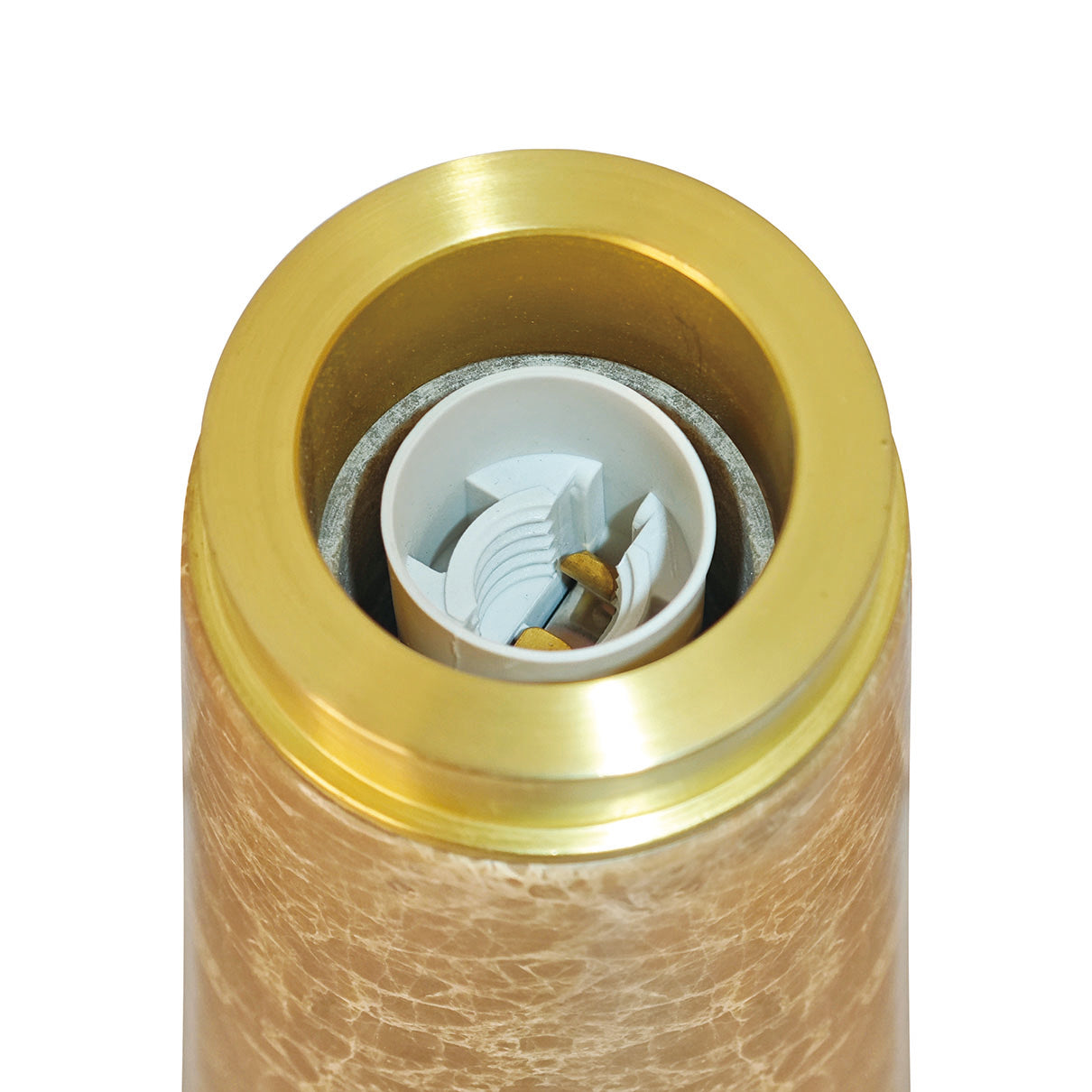 Glossy mini bordslampa beige