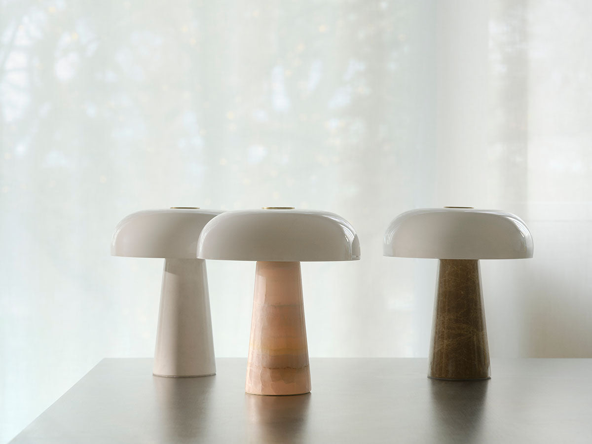 Glossy mini bordslampa beige