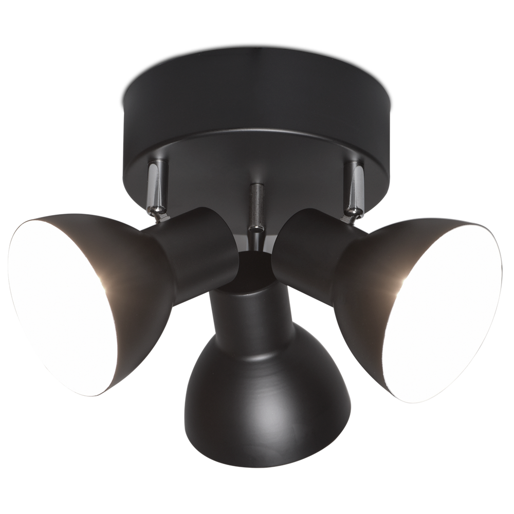 Elvin 3-osainen kattospotti pyöreä musta