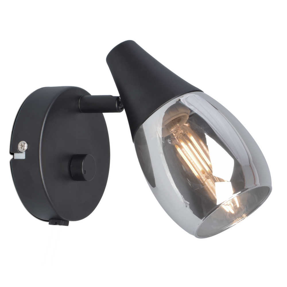 Moon seinävalaisin musta/savu