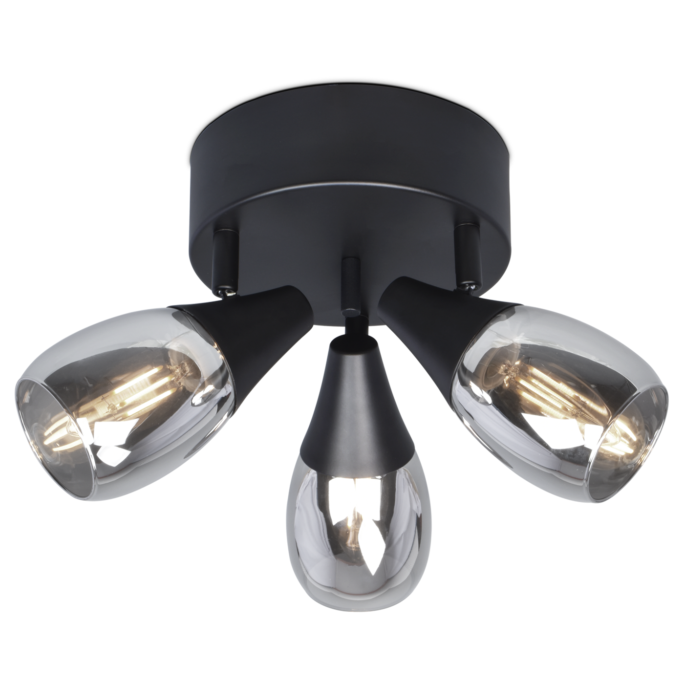 Moon 3-osainen kattovalaisin pyöreä musta/savu