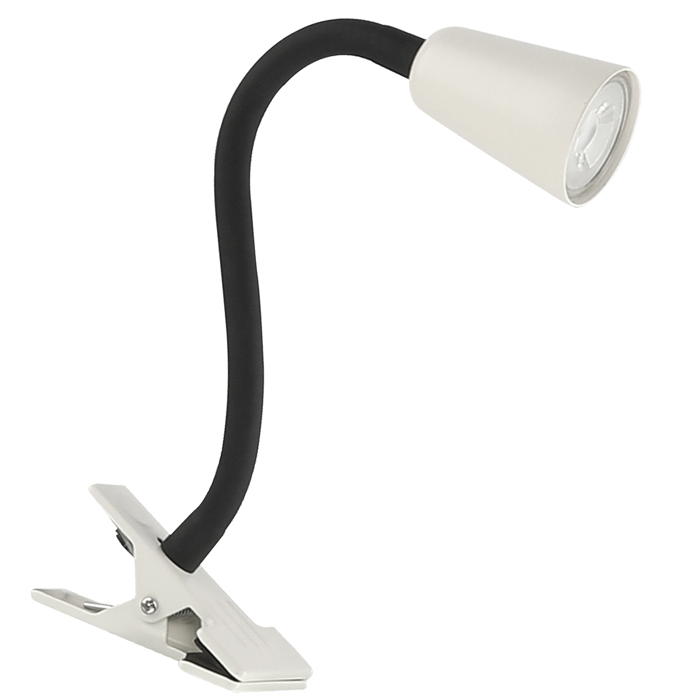 Perez klämlampa vit (svart sladd)