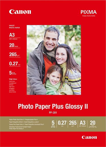 Canon PP-201 Glossy II Photo Paper Plus A3 -valokuvapaperi, 20 arkkia