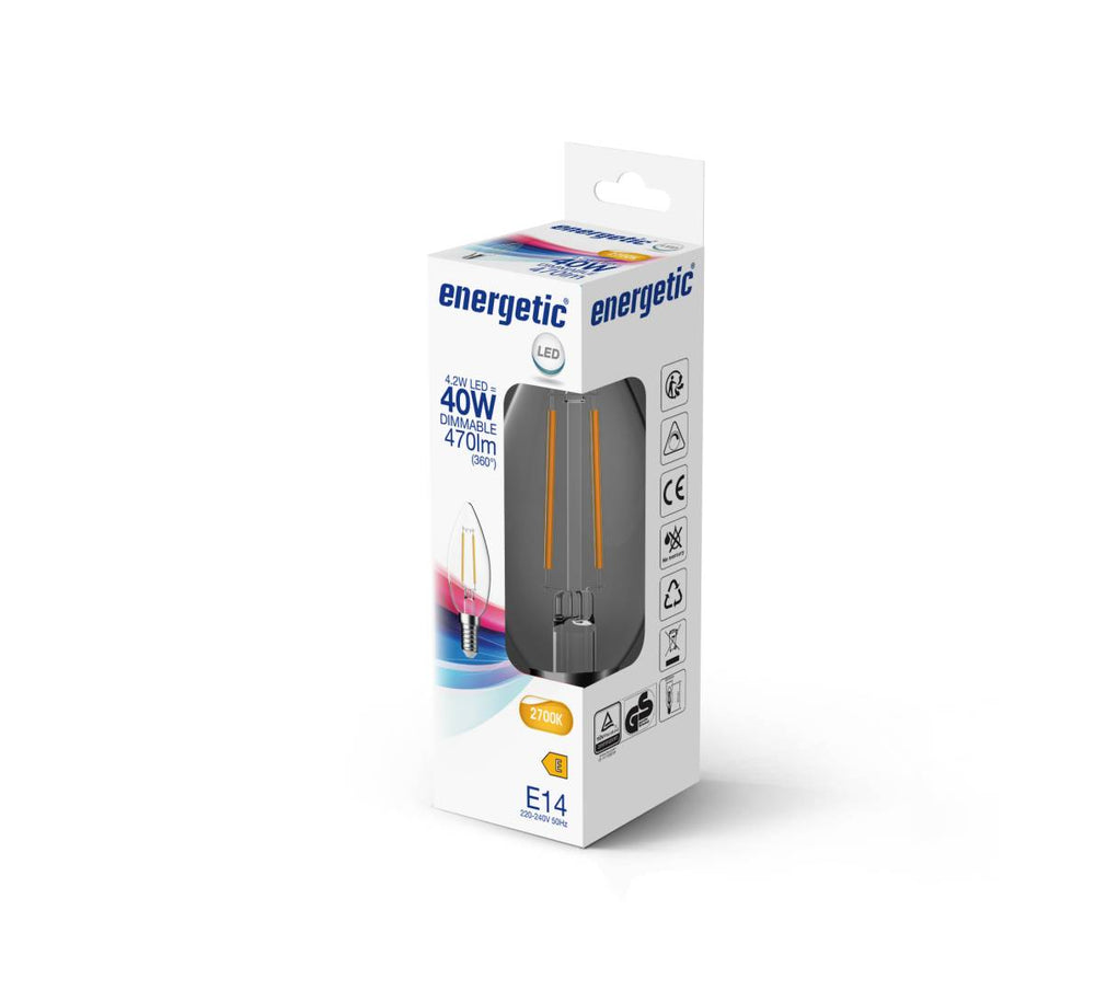 E14 C35 Dim 2700K 470lm kirkas