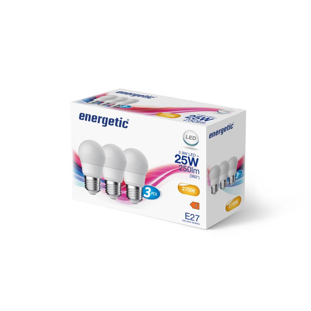 E27 G45 2700K 250lm huurre 3-pack