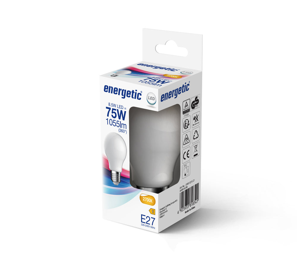 E27 A60 Fil 8,5W 2700K 1055Lm Milky