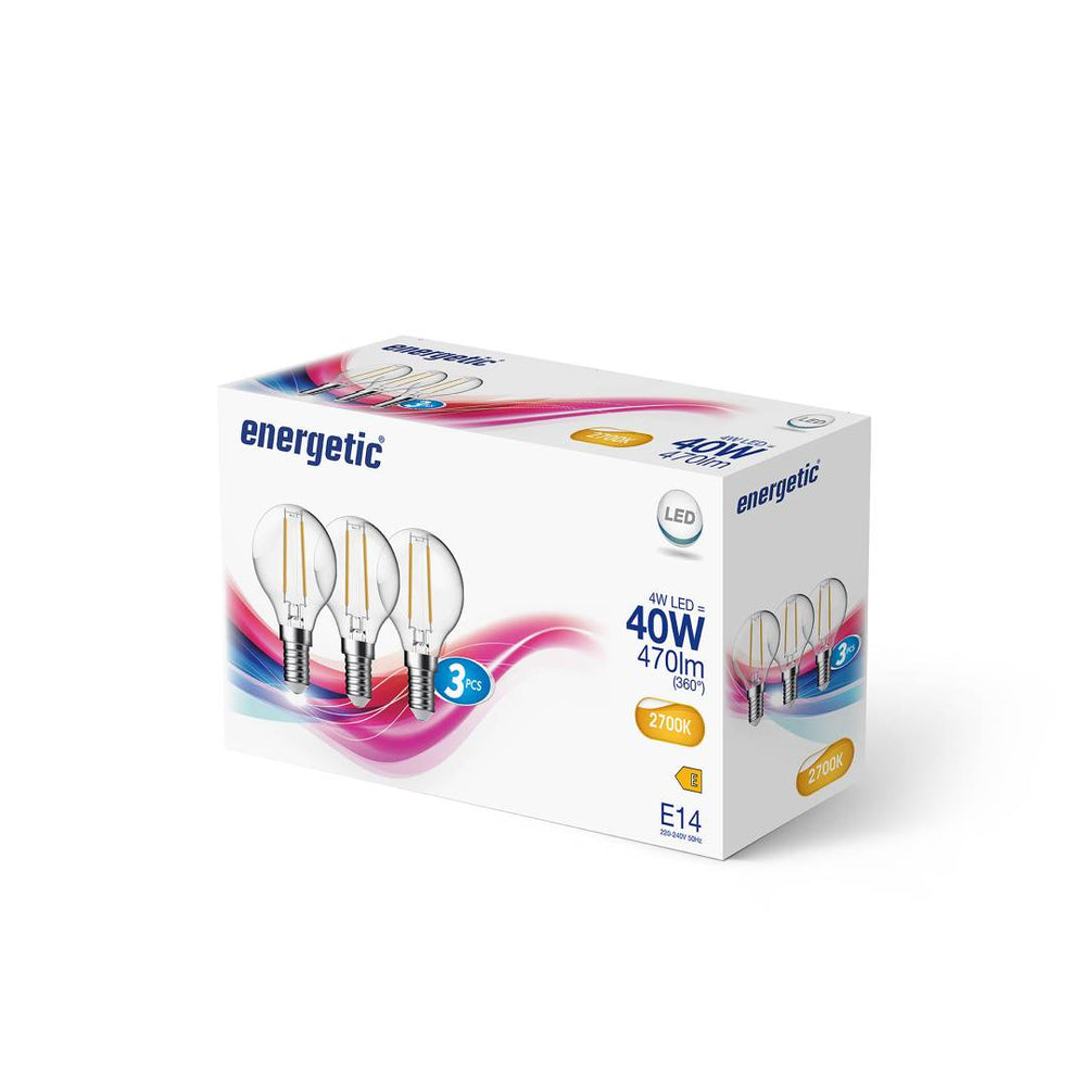 E14 G45 2700K 470lm kirkas 3-pack