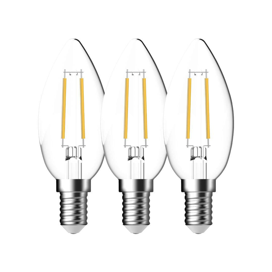 E14 C35 2700K 470lm kirkas 3-pack
