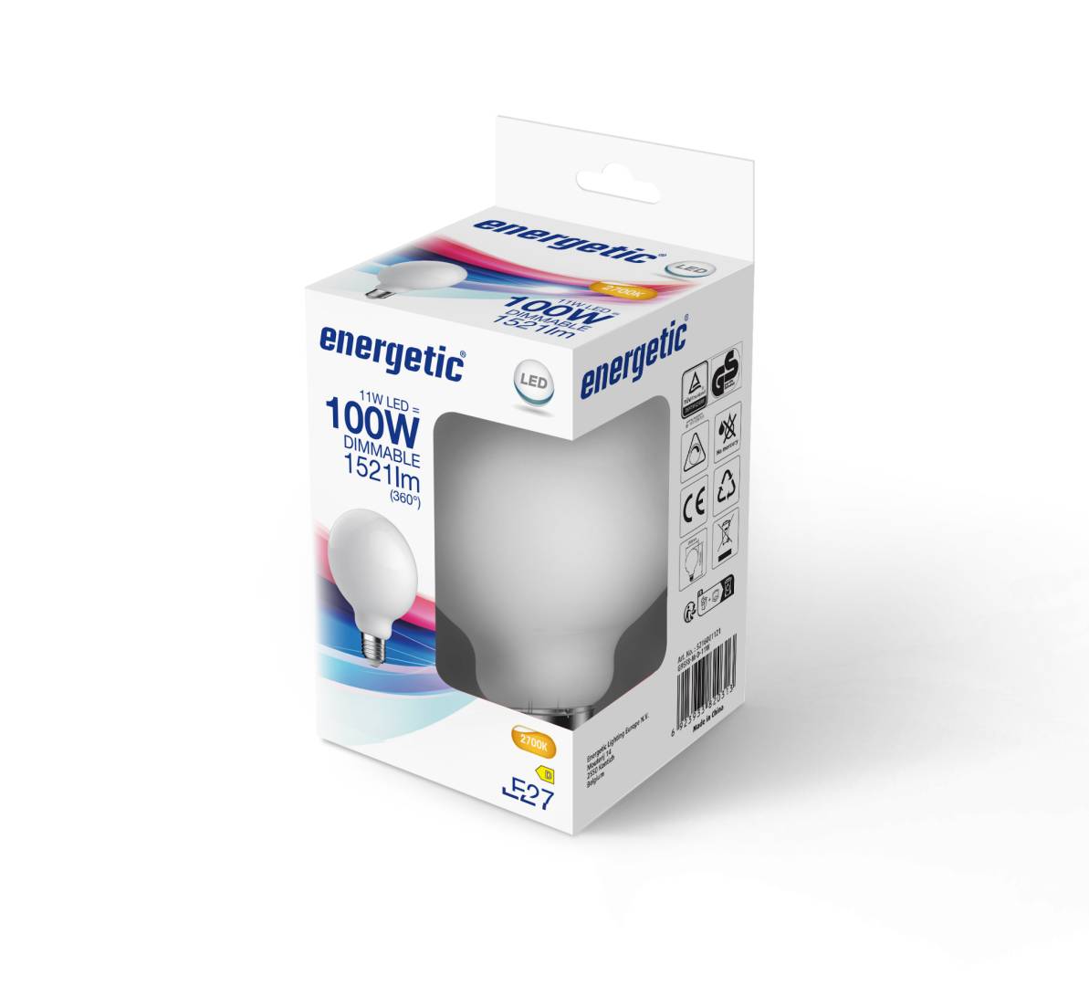 E27 G95 Dim 2700K 1521lm opaali
